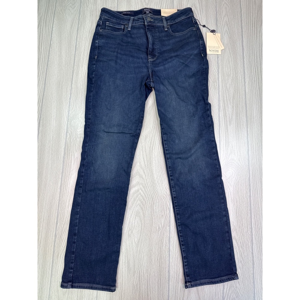 NYDJ Sheri Slim Straight Jeans Presley Wash High Rise Blue Size 6 New With Tags
